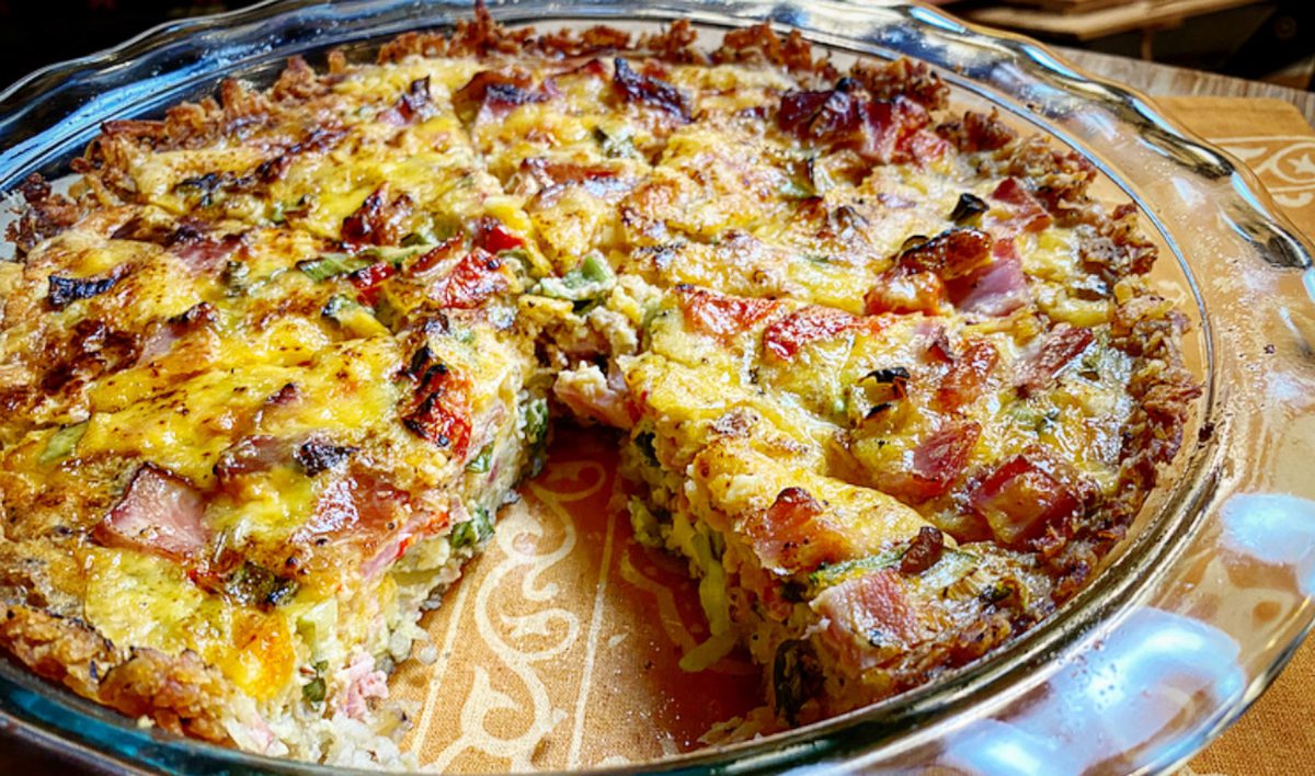 Hash Brown Crust Quiche with Ham and Sharp Cheddar Felix & Greg